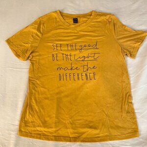 Be the Light Yellow Tee Shirt Crew Neck Women's Medium